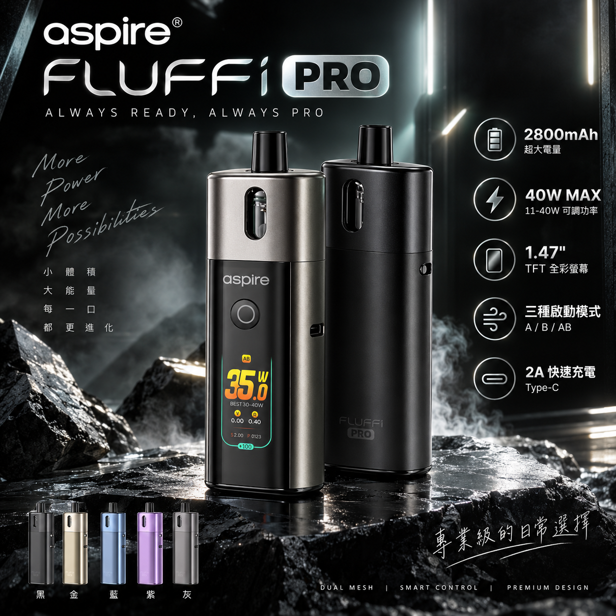 Aspire Fluffi Pro 酪梨妹妹 PRO 2800mAh 40W 主機